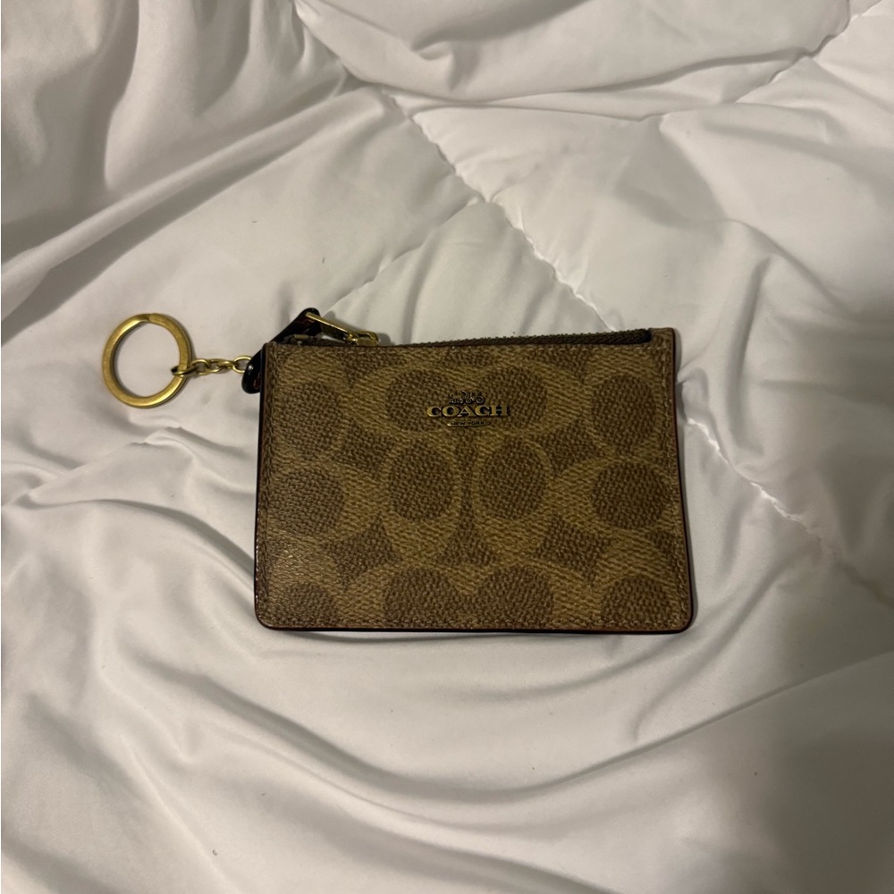 Coach Tan Monogram Keychain Pouch